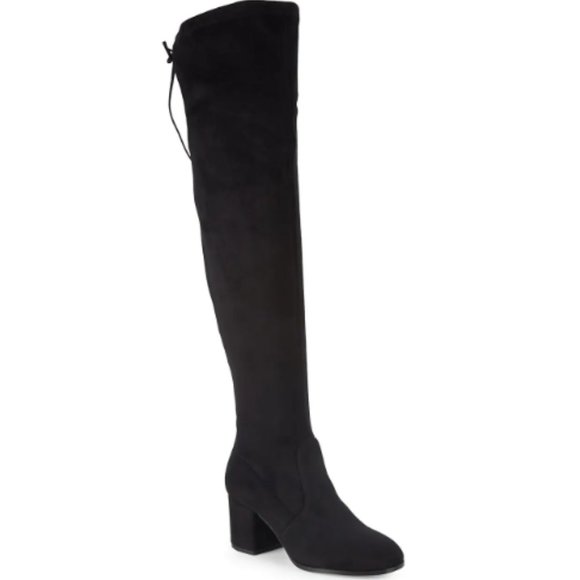 Saks Fifth Avenue Microsuede Black Over The Knee Tall Boots - Picture 1 of 8
